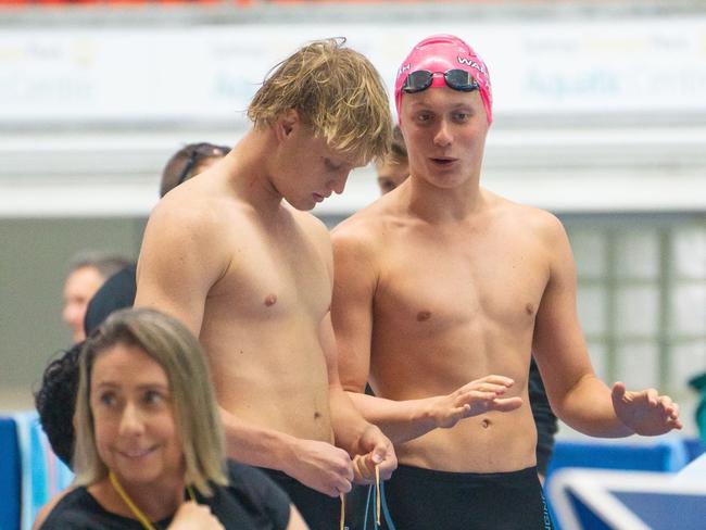 (L-R) Sam and Luke Higgs, Warringah Aquatic Centre, Australian swimming reps, Junior Dolphins, 2024. Picture: Supplied