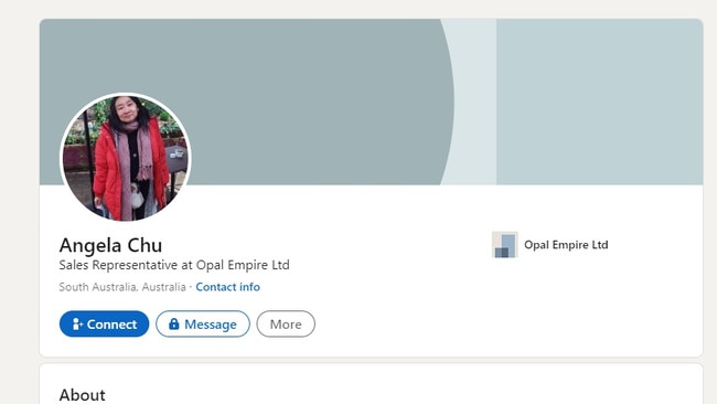 International gem dealer Angela Chu’s LinkedIn profile.