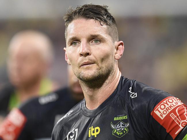 TOWNSVILLE, AUSTRALIA - APRIL 24:  Jarrod Croker of the Raiders  looks dejected after losing the round seven NRL match between the North Queensland Cowboys and the Canberra Raiders at QCB Stadium, on April 24, 2021, in Townsville, Australia. (Photo by Ian Hitchcock/Getty Images)