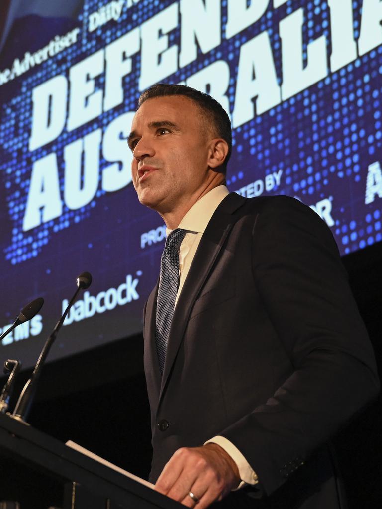 SA Premier Peter Malinauskas addressed the Defending Australia Event at the Australian War Memorial, Canberra. Picture: NCA NewsWire / Martin Ollman