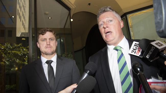 NRL star Brett Finch photographed with his lawyer leaving the Downing Centre. NSW Picture: NewsWire / Monique Harmer