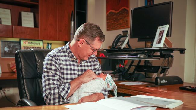 Mr Gunner told parliament that after the birth of his second son Nash, his ‘head and my heart are no longer here - they are home’. Picture: Glenn Campbell