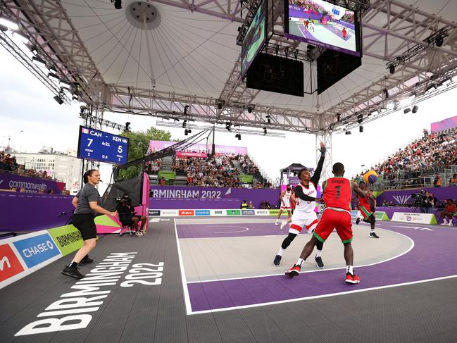 Kenya and Canada clash in the 3x3 basketball which is making its debut at the Commonwealth Games. Picture: Robert Cianflone/Getty Images)