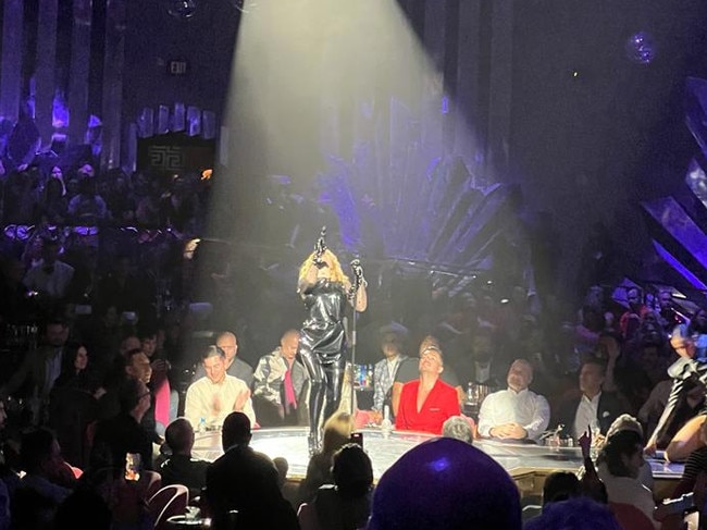 Kylie Minogue performs close to her fans with a costume change at Voltaire at The Venetian Resort. Picture: News Corp Australia