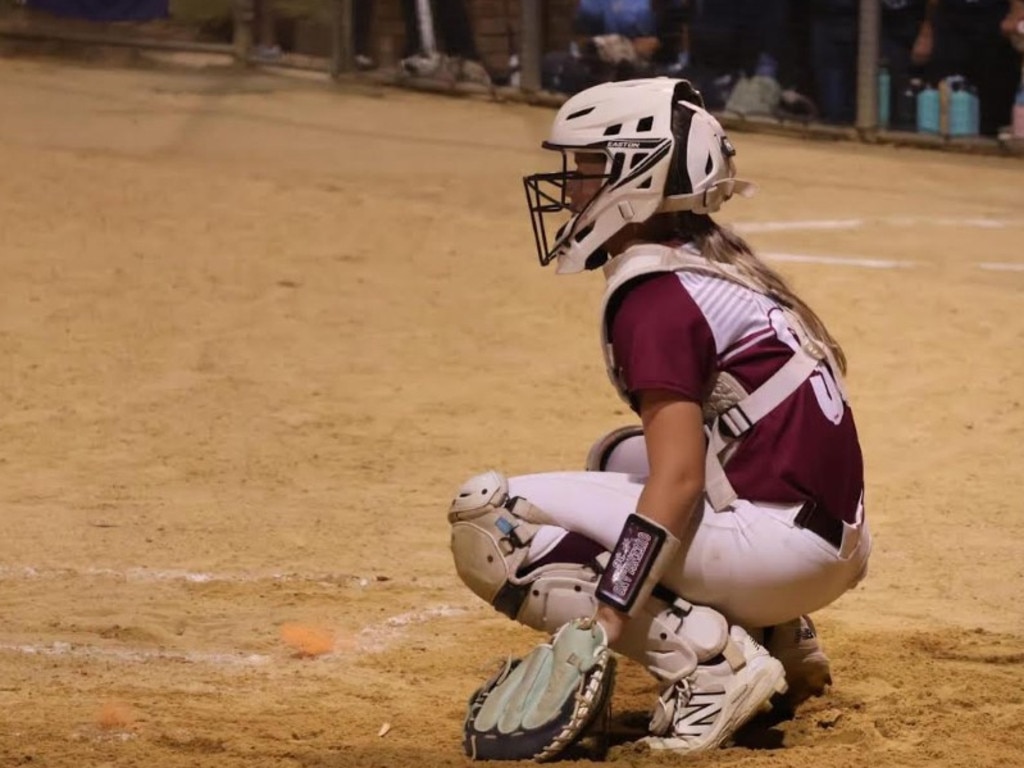 Rockhampton softballer Emilee Hill relishes the catcher's role.