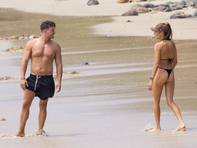 The fitness influencer wore the skimpy cossie while out with her husband Jae Woodroffe. Picture: Matrix