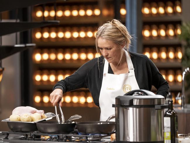 Collette Dinnigan in action in the MasterChef kitchen.