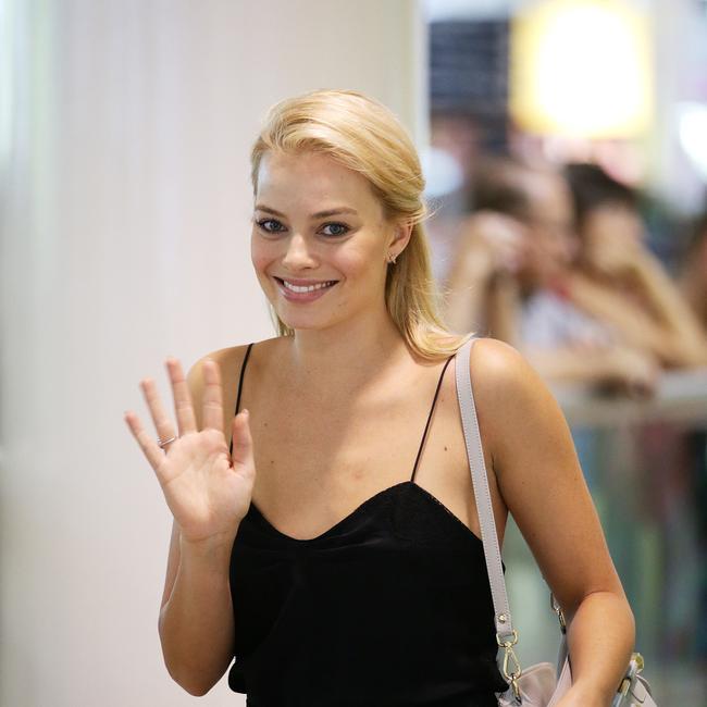 Australian Actress and Gold Coast girl Margot Robbie arrives at Brisbane International Airport from L.A. Photographer: Liam Kidston.