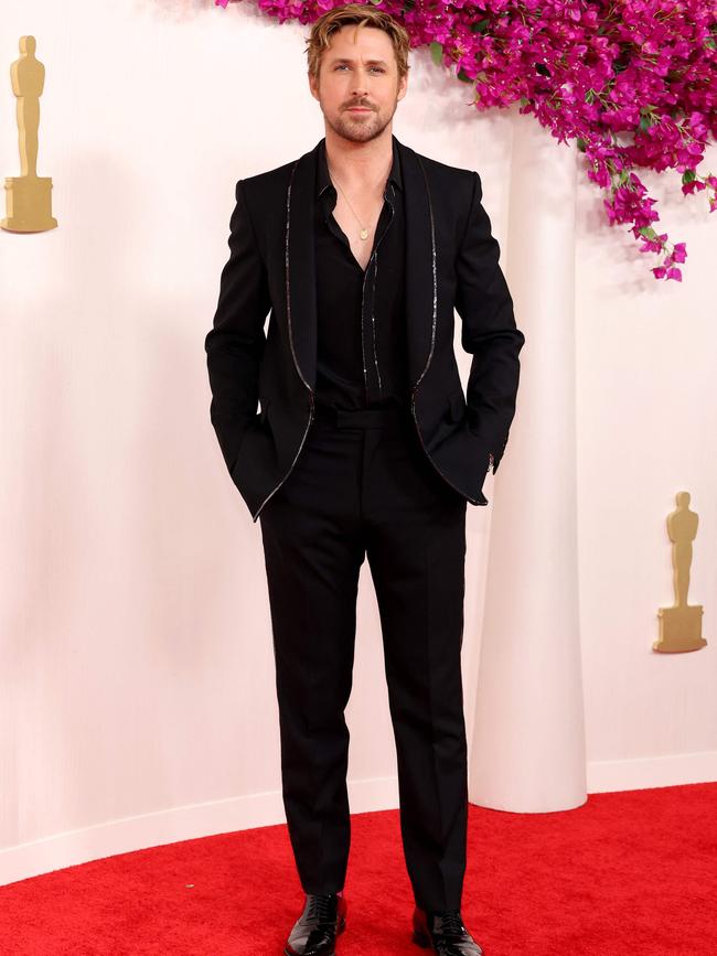 Ryan Gosling wears custom Gucci to the Oscars. Picture: AFP