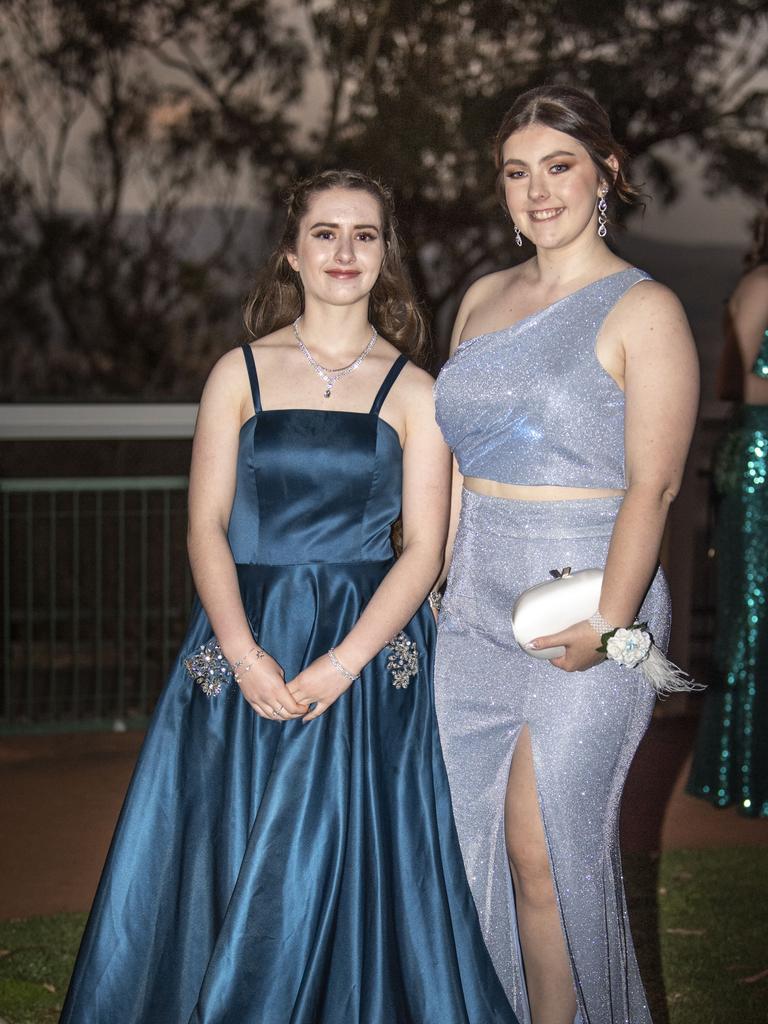 Alyssa Brackenbury and McKenzee Powell. Toowoomba State High School formal at Picnic Point. Friday, September 9, 2022. Picture: Nev Madsen.