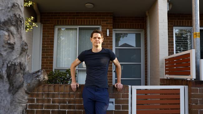 Former tenant Jim Flanagan at Anthony Albanese’s Dulwich Hill rental. Picture: Jonathan Ng