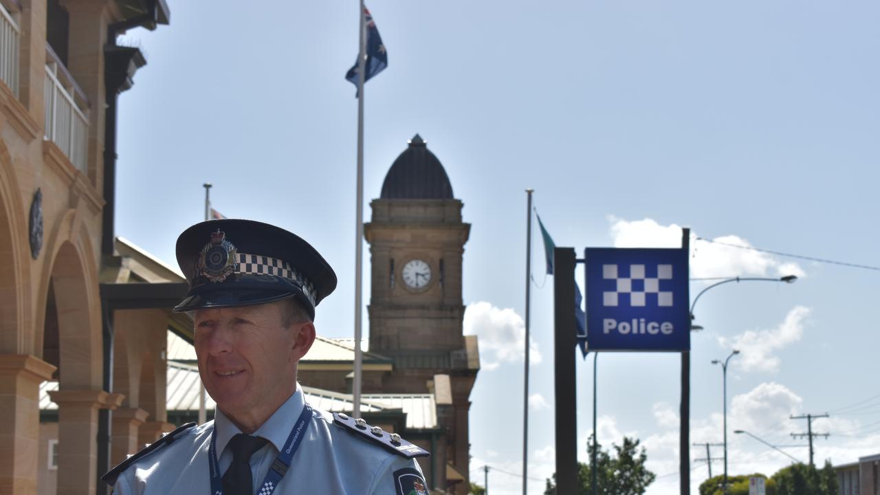 Warwick Police acting Inspector Jamie Deacon gives an update on the shooting on Wallace St that has left a 37yo Warwick man in a critical condition. Picture: Jessica Paul / Warwick Daily News