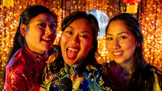 Juanita Navas-Nguyen, Fiona Choi and Elvy-Lee Quici in Single Asian Female by the State Theatre Company. Picture: Matt Byrne