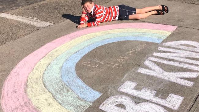 Harrison (Year 3) has been creating chalk drawings with beautiful messages.