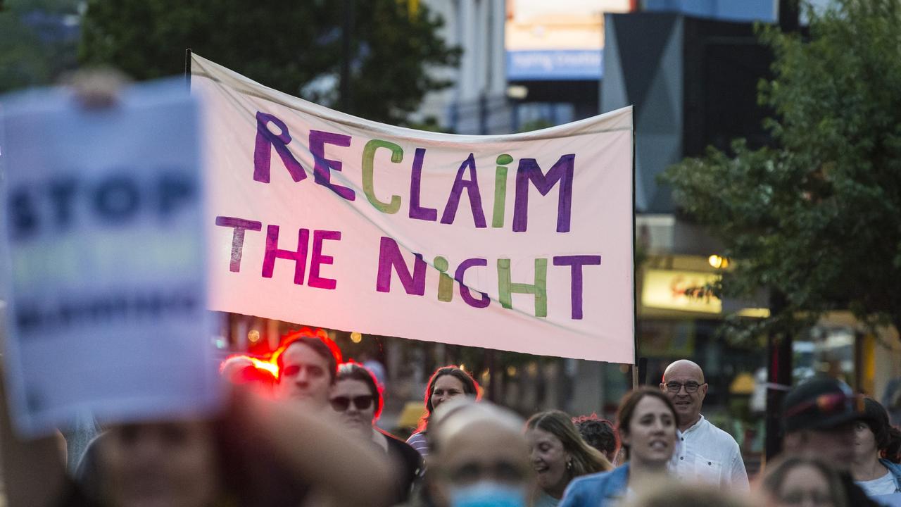 Reclaim the Night march in Toowoomba, Friday, October 29, 2021. Picture: Kevin Farmer