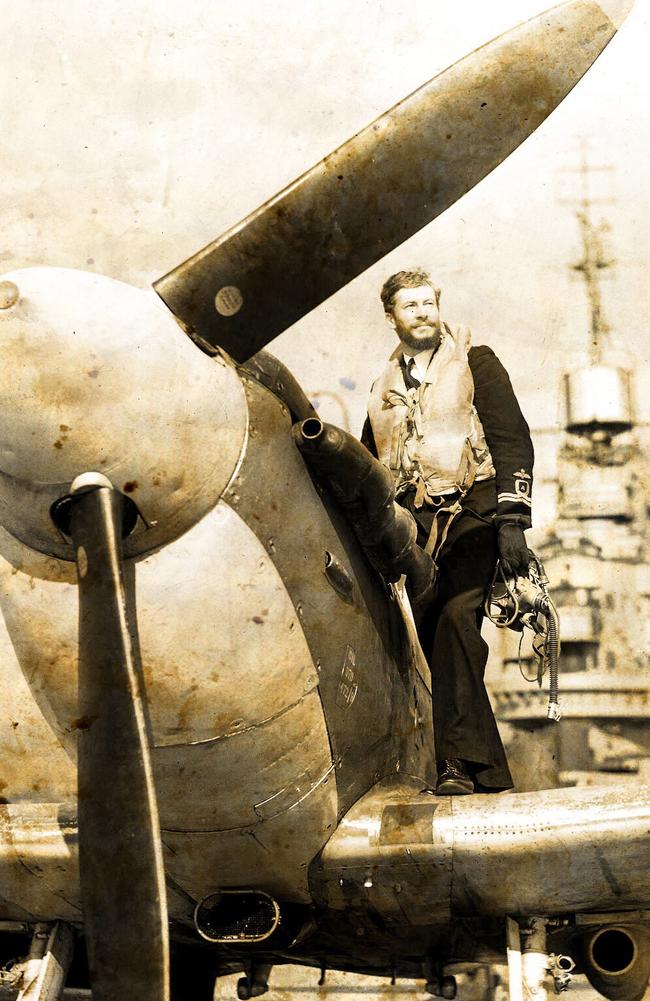 Jack of all trades . A military propagana shot of a Fleet Air Arm pilot climbing aboard a Seafire, the naval version of the famous Spitfire. Source: Getty