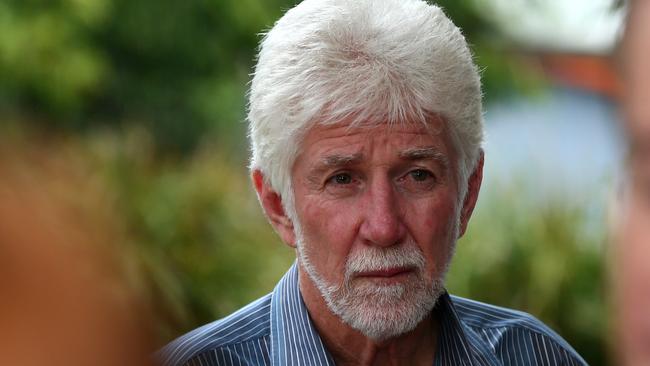 Gold Coast Titans Co-Owner Darryl Kelly listens to CEO Graham Annesley speaking to the media about reports two of the clubs players are involved in illicit drugs Pic by David Clark