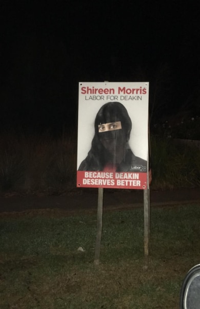 Campaign signs for Shireen Morris have been defaced in Melbourne.