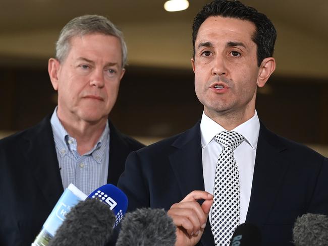 Premier David Crisafulli (right) with Health Minister Tim Nicholls