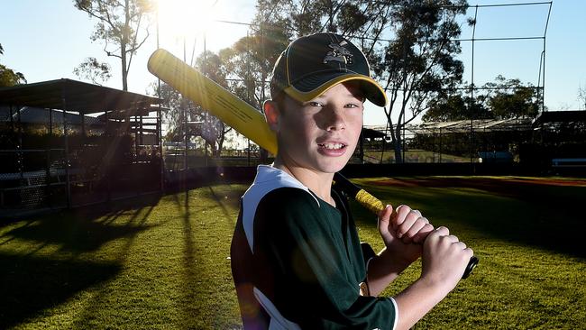 Travis Bazzana – pictured here at age 11 – at the Wahroonga baseball ground.