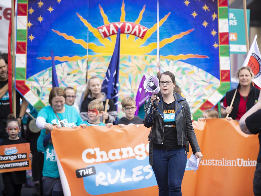 Annual May Day march by Unions in Hobart. Picture: RICHARD JUPE