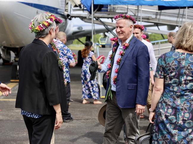 Michael McCormack crumpled after drinking a kava brew in the Federated States of Micronesia. Picture: DFAT