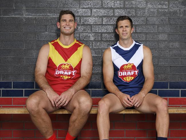 Brett Deledio and Tom Hawkins are among the first recruits of this year's Carlton Draft campaign.