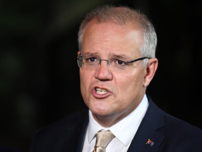 Prime Minister Scott Morrison holds a doorstop after attending Mass at St Mark Coptic Orthodox Church at Arncliffe in Sydney, Sunday, March 17, 2019. (AAP Image/Joel Carrett) NO ARCHIVING