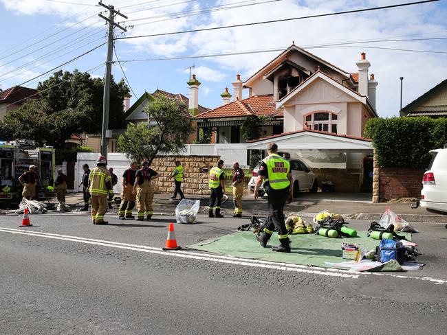 Firefighters rushed to the Manly home on Sydney's Northern Beaches just before 8 o'clock this morning finding the top level engulfed in flames. Picture: NCA Newswire/ Gaye Gerard