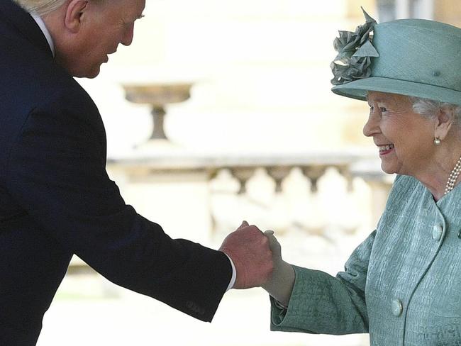 A close-up of Trump’s royal ‘fist-bump’. Picture: AP