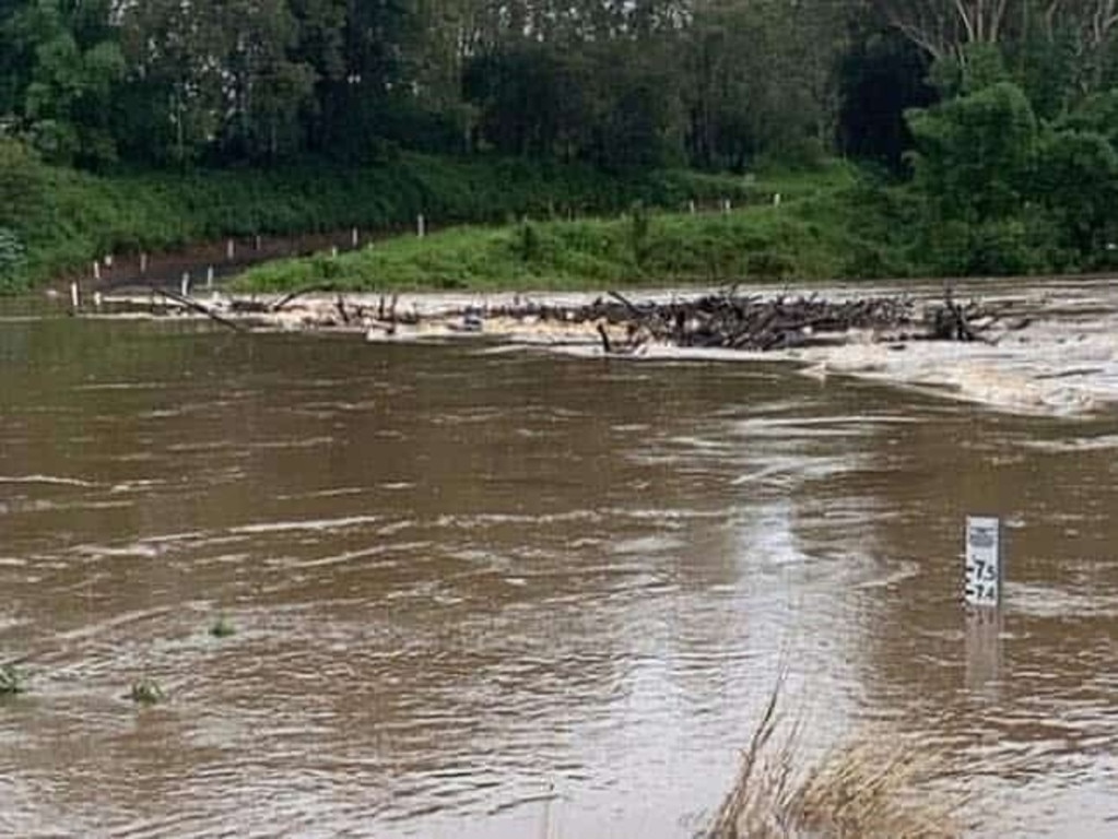 Emerys Bridge Rd in Tiaro under water in December 2024.