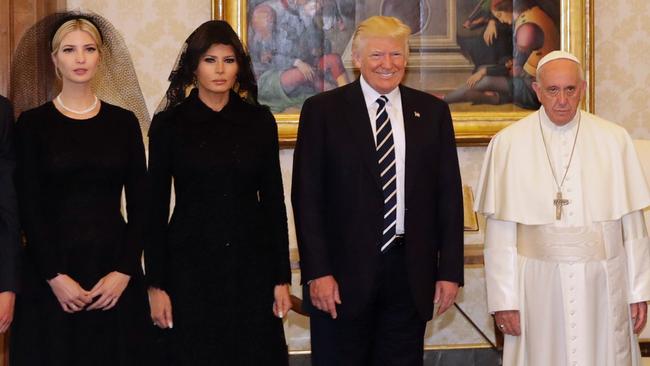 But at the Vatican, she and Ivanka Trump wore veils. Picture: AFP.