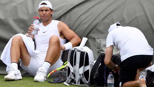 Rafa Nadal at a training session ahead of his match against Kyrgios. Picture: AFP