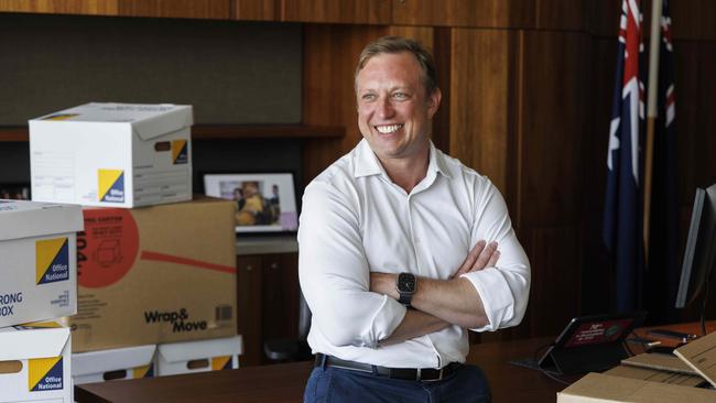 Premier Steven Miles moves into his new office. Picture: Glenn Hunt/The Australian