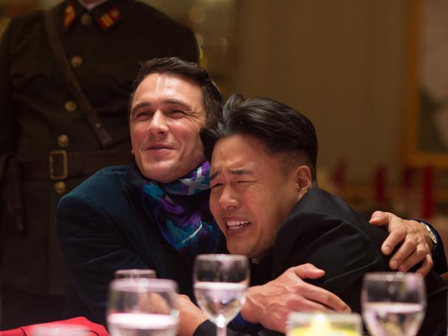 Interesting portrayal ... Dave Skylark (James Franco) and Kim Jong-un (Randall Park).