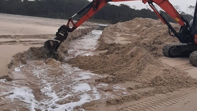 Byron Shire Council has worked to mechanically open the Belongil Creek mouth in response to high creek levels and wet weather.