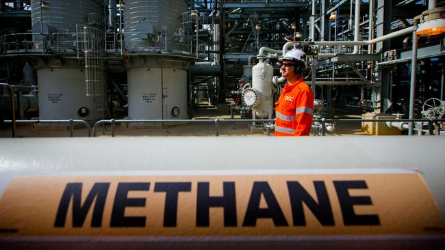 A worker at the Curtis Island liquefied natural gas plant in Queensland. Picture: Bloomberg