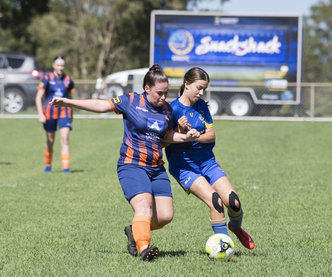 Samantha Lee, Hawks and Maddie Goodwin, USQ. USQFC vs Hawks Ladyhawks, 2020 TFL Premier Ladies. Sunday, 8th Mar, 2020.