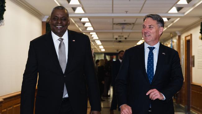 US Secretary of Defence Lloyd J. Austin III walks with Australian Deputy Prime Minister and Minister of Defence Richard Marles during a bilateral exchange at the Pentagon. Picture: DoD.