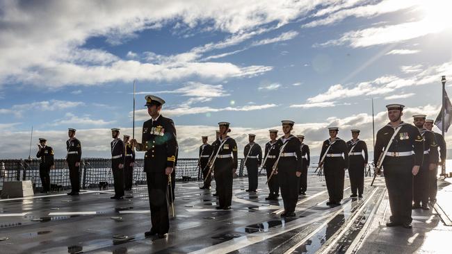 HMAS Sydney’s parade guard during the commissioning ceremony.