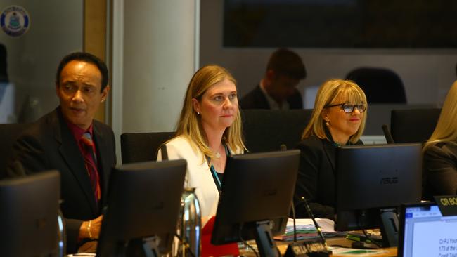 The budget talks — Bob La Castra, Kristyn Boulton and Donna Gates. Photo: David Clark.