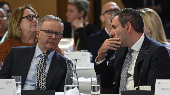 Prime Minister Anthony Albanese and Chalmers at the summit. The mortgage belt is marking up Labor but also expects further action to ease the pain on their ­finances.