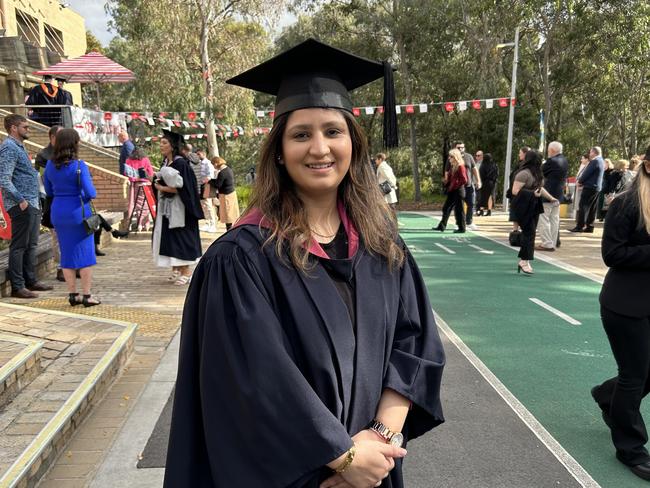 Sakshi Sharma graduates from La Trobe University with a Bachelor of Teaching on May 14, 2024. Picture: Brittany Busch