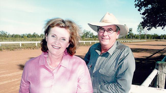 Jennifer and Alan Acton at the Wilpeena race track. Mr Acton passed away after his helicopter hit power lines at his Central Queensland property. Picture: Supplied