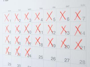 Dates crossed of on a calendar