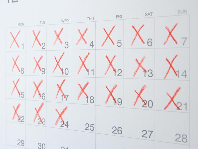 Dates crossed of on a calendar
