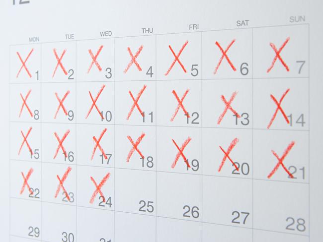 Dates crossed of on a calendar