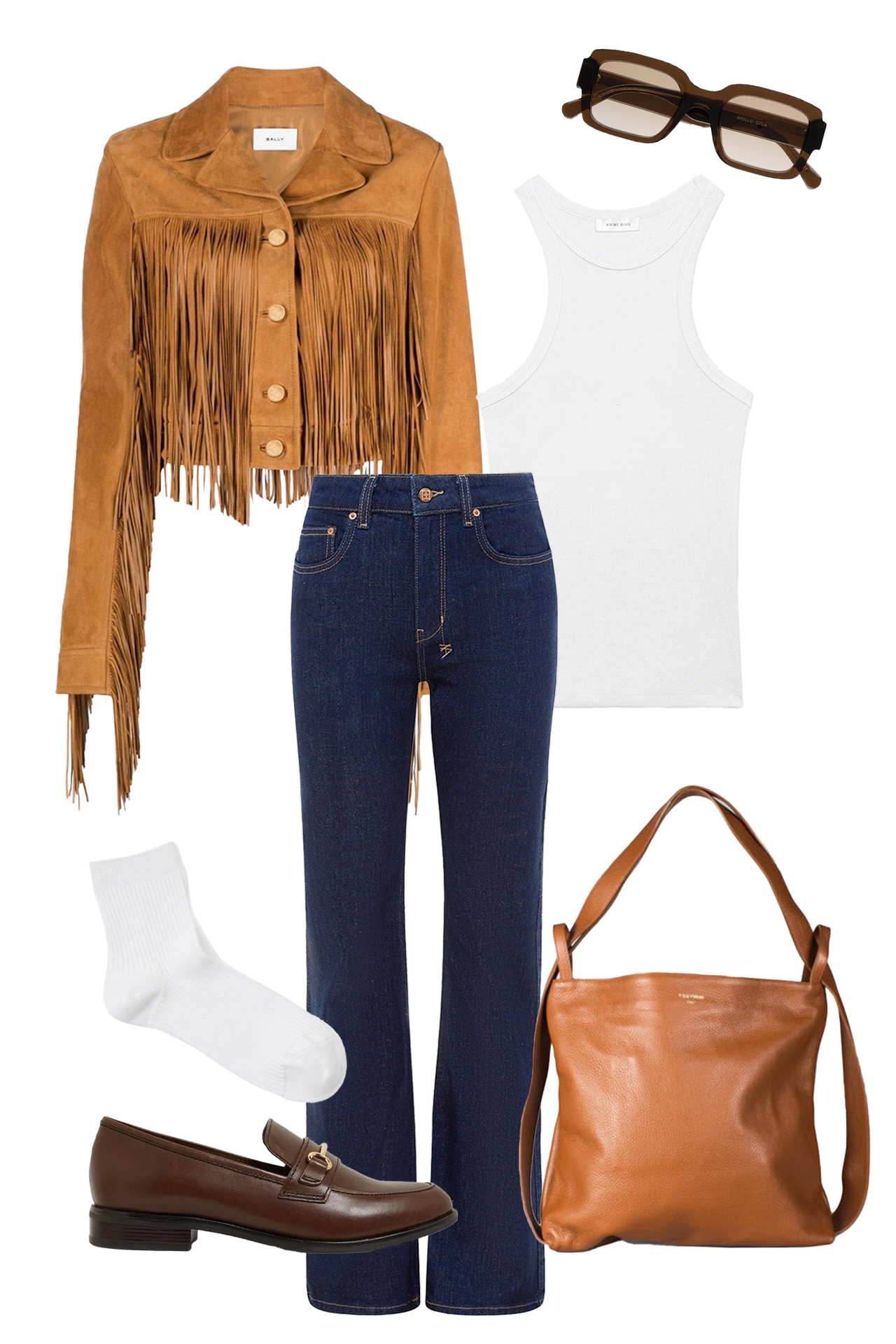 <h3>The country town cowgirl</h3><p>A more laid-back version of the city cowgirl, the country town look is for someone who loves a contemporary fit but with more traditional Western accessories. For this outfit, you&rsquo;re going to want a pair of boot cut jeans&mdash;a cowgirl staple&mdash;which are fitted all the way through but with a subtle bell cut flare at the bottom to make way for chunky horse riding-worthy shoes. Jeans like these classics by cowgirl staple brand Levi&rsquo;s. A suede fringed jacket is a must, and keep those warm leathery tones going with a pair of Equestrian-inspired loafers and a supple leather bag.</p><p><strong>SHOP NOW:</strong> Bally fringed suede jacket, $4,670 from <strong><a href="https://www.farfetch.com/au/shopping/women/bally-fringed-suede-jacket-item-20234076.aspx" target="_blank" rel="nofollow noopener">Farfetch</a></strong></p><p><strong>SHOP NOW:</strong> Anine Bing Eva tank in white, $149 from <strong><a href="https://thelair.com.au/products/eva-tank-white" target="_blank" rel="nofollow noopener">The Lair</a></strong></p><p><strong>SHOP NOW:</strong> Soho Legacy bootcut flare jeans, $219.95 from <strong><a href="https://ksubi.com.au/products/soho-legacy" target="_blank" rel="nofollow noopener">Ksubi</a></strong></p><p><strong>SHOP NOW:</strong> Apollo Cola brown gradient lens, $270 from <strong><a href="https://monokel-eyewear.com/apollo-cola-brown-gradient-lens" target="_blank" rel="nofollow noopener">Monokel Eyewear</a></strong></p><p><strong>SHOP NOW:</strong> Country Road Australian cotton blend ribbed quarter crew sock, $14.95 from <strong><a href="https://www.theiconic.com.au/australian-cotton-blend-ribbed-quarter-crew-sock-1850126.html" target="_blank" rel="nofollow noopener">The Iconic</a></strong></p><p><strong>SHOP NOW:</strong> Sandler Paragon loafers in brown, $159.95 from <strong><a href="https://www.theiconic.com.au/paragon-1422070.html" target="_blank" rel="nofollow noopener">The Iconic</a></strong></p><p><strong>SHOP NOW:</strong> Bella tan 2-in-1 convertible backpack tote, $329 from <strong><a href="https://shopvestirsi.com/collections/vestirsi-collection/products/bella-tan-2-in-1-convertible-backpack-tote?variant=44007319273697" target="_blank" rel="nofollow noopener">Vestirsi</a></strong></p>