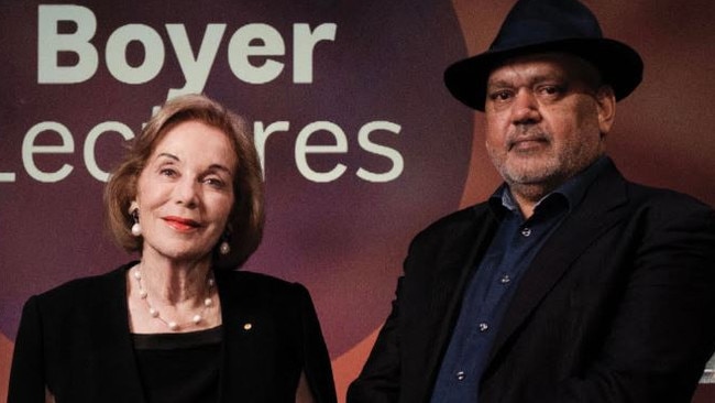 ABC chair Ita Buttrose with Indigenous lawyer Noel Pearson in a photo that featured in the ABC's 2022-23 annual report.