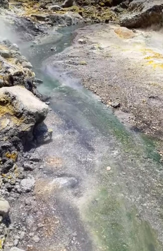 Footage from moments before the White Island volcano erupted in New Zealand where a tour guide warned that the water was "turning green". Picture: Allessandro Kauffmann